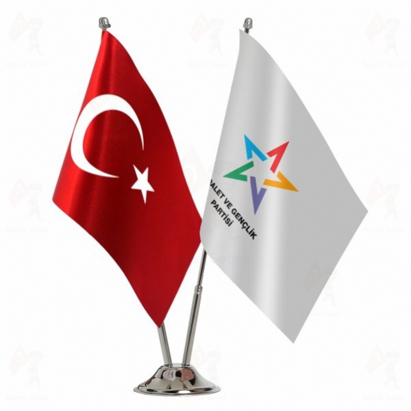 Adalet ve Gen�lik Partisi 2 Li Masa Bayraklar�