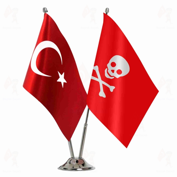 Jolly Roger Red 2 Li Masa Bayraklar�