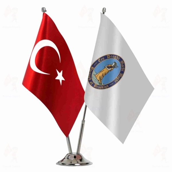 Kings County New York 2 Li Masa Bayraklar�
