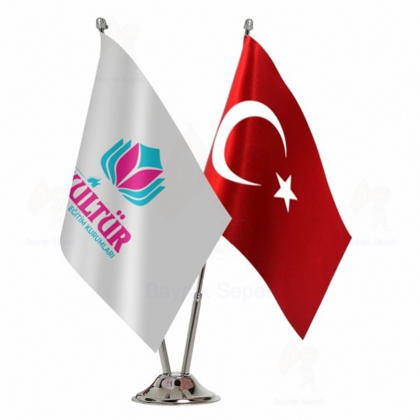 K�lt�r E�itim Kurumlar� 2 Li Masa Bayraklar�