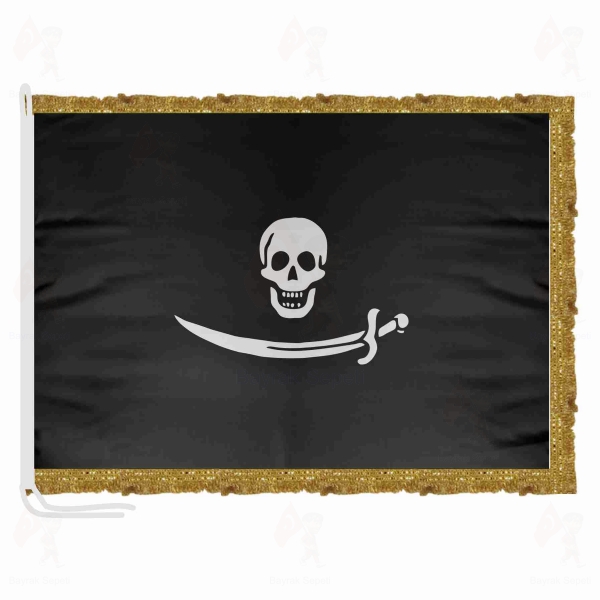 Pirate Bartholomew Roberts Saten Kuma� Makam Bayra��