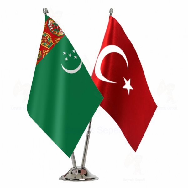 T�rkmenistan 2 Li Masa Bayraklar�