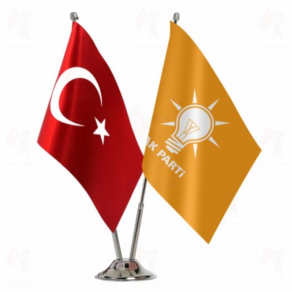 Turuncu Ak Parti 2 Li Masa Bayraklar�